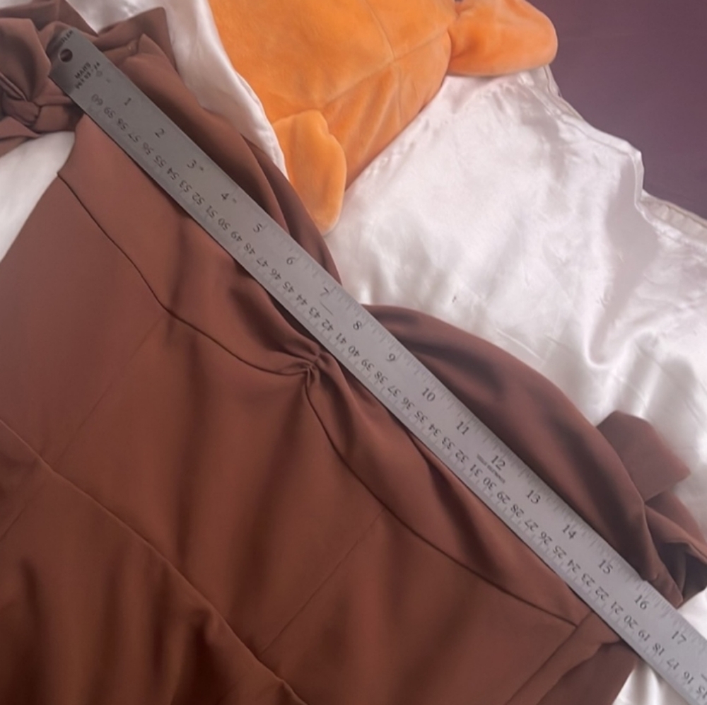 Tie-Shoulder Midi Dress in Brown - Picture 7 of 8